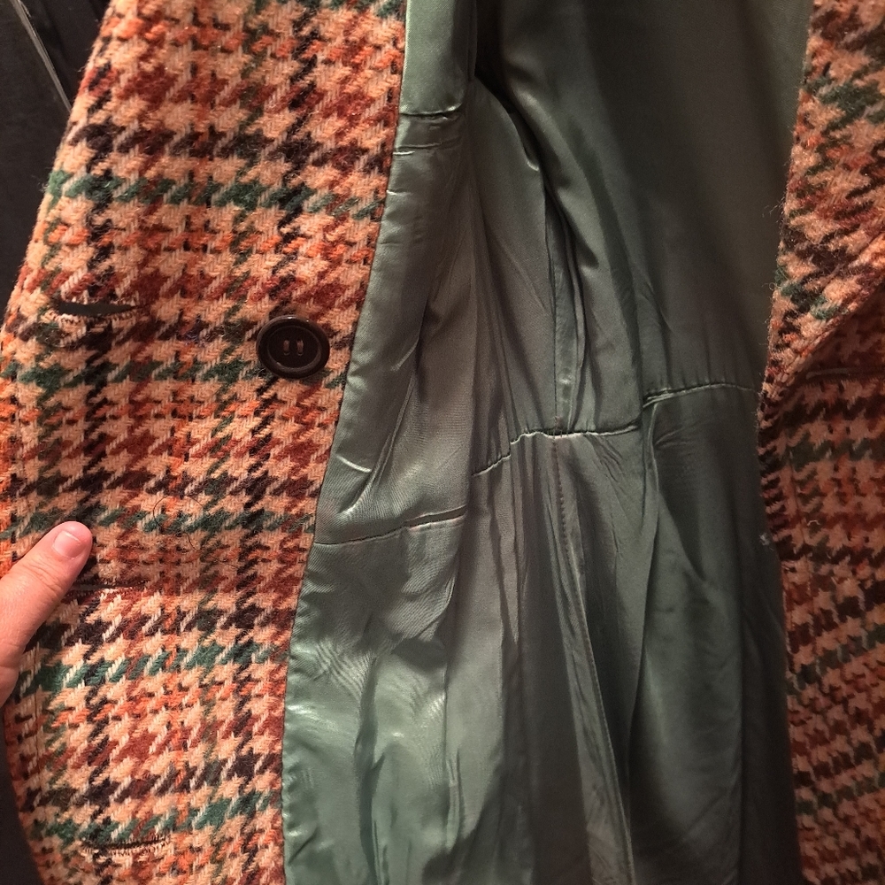 Vintage 70s Funky Double Breasted Tie Belt Utex Wool Blend Overcoat sz 13/14 - Picture 5 of 14